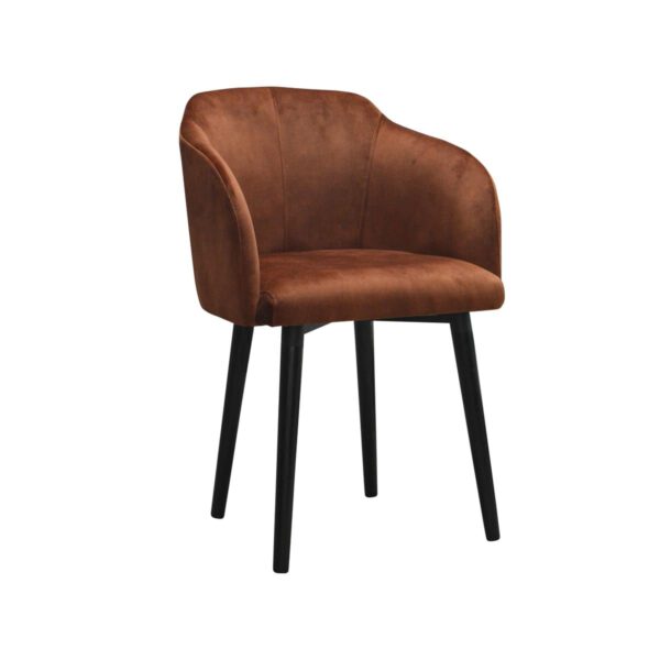 Fotel brązowy welurowy nowoczesny do salonu na drewnianych nogach Clio