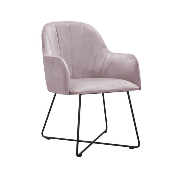 Fotel ciemnoróżowy welurowy nowoczesny do salonu na metalowych nogach Ilario Cross