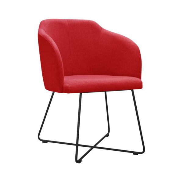 Fotel czerwony tapicerowany do salonu na metalowych nogach Clio Cross
