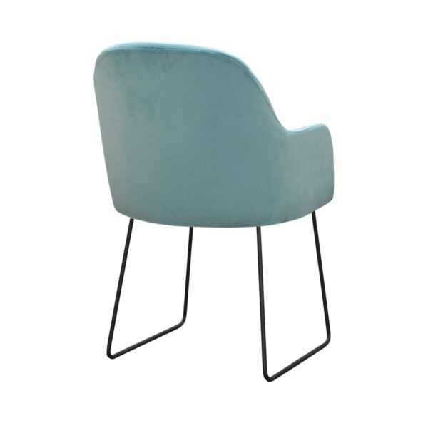 Fotel niebieski welurowy do salonu na metalowych nogach Ilario Ski