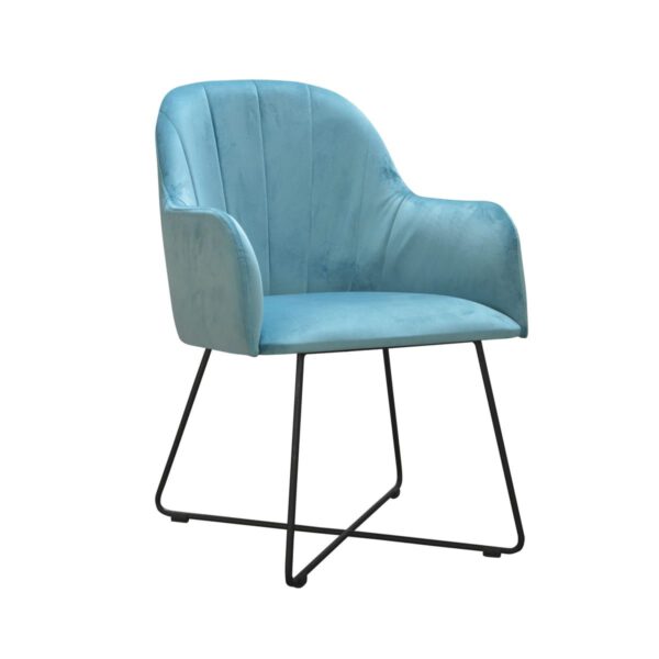 Fotel niebieski welurowy nowoczesny do salonu Ilario Cross