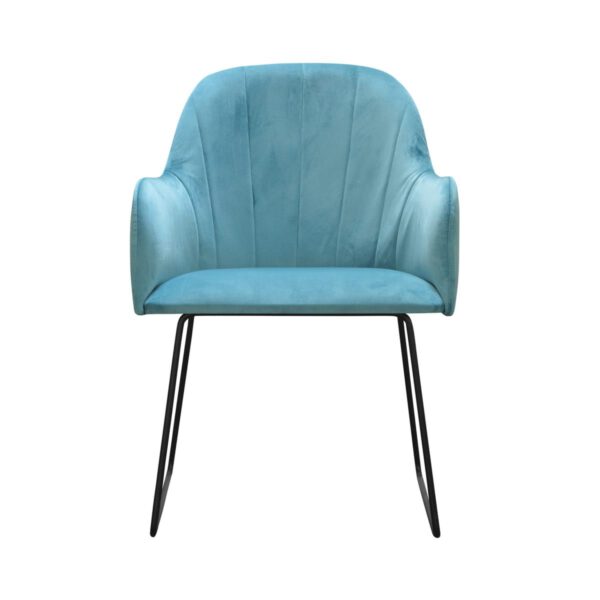 Fotel niebieski welurowy nowoczesny do salonu na metalowych nogach Ilario Ski