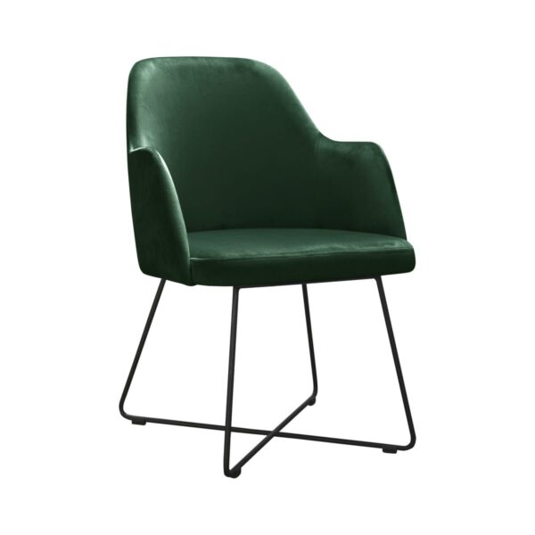 Fotel zielony welurowy nowoczesny do salonu na metalowych nogach Caprice Cross
