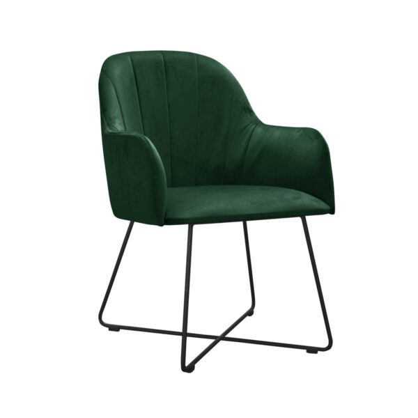 Fotel zielony welurowy nowoczesny do salonu na metalowych nogach Ilario Cross