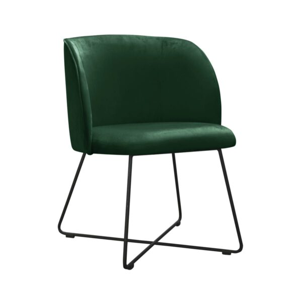 Fotel zielony welurowy nowoczesny do salonu na metalowych nogach Livia Cross