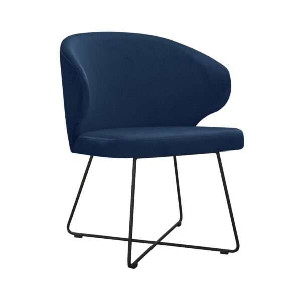 Atlanta Cross navy blue upholstered kitchen chair with black legs