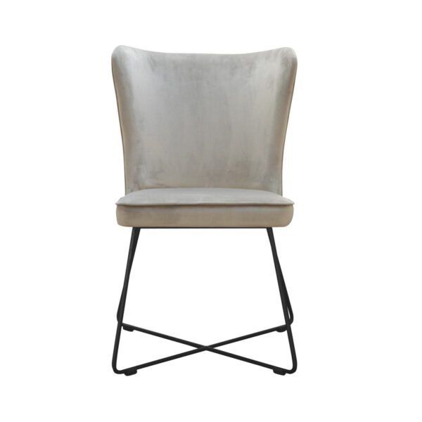 Krzesło beżowe welurowe tapicerowane do jadalni na metalowych nogach Monti Cross