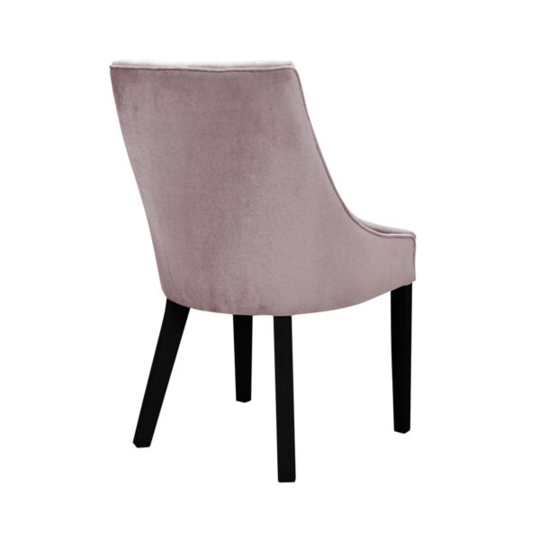 Venmia Chesterfield dark pink velor dining chair with wooden legs