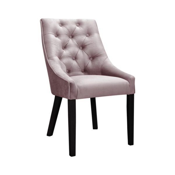 Venmia Chesterfield dark pink velor dining chair with wooden legs