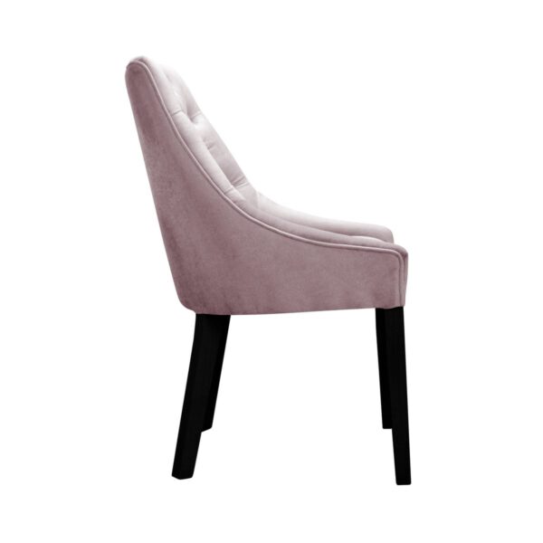 Venmia Chesterfield dark pink velor chair upholstered on wooden legs