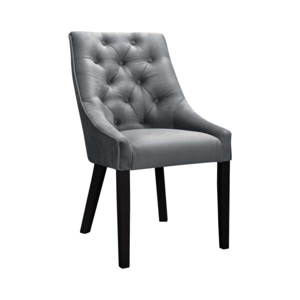 Venmia Chesterfield gray upholstered dining chair with wooden legs