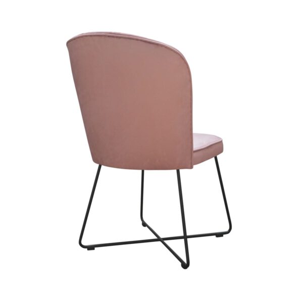 Różowe welurowe krzesło do jadalni na metalowych nogach Matylda Cross