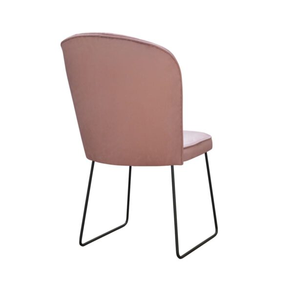 Różowe welurowe krzesło do jadalni na metalowych nogach Matylda Ski