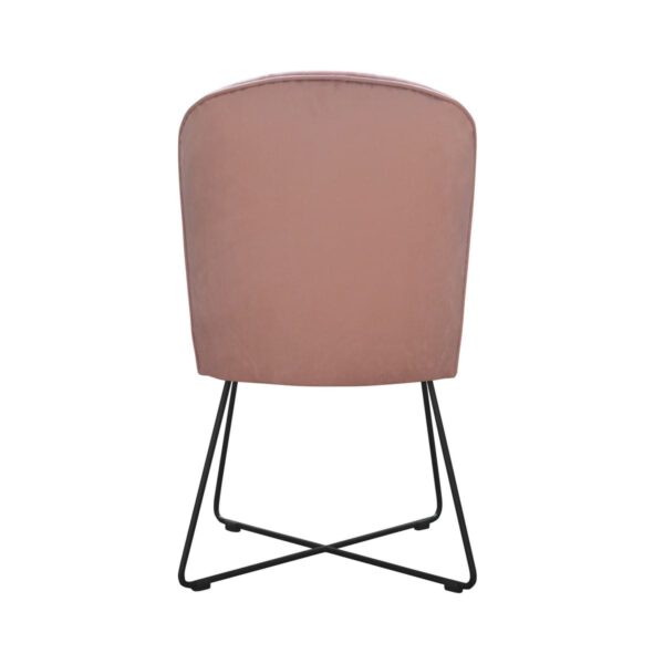 Różowe welurowe krzesło na metalowych nogach Matylda Cross