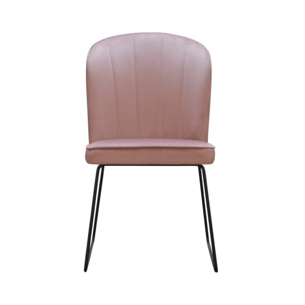 Różowe welurowe krzesło tapicerowane do jadalni Matylda Ski