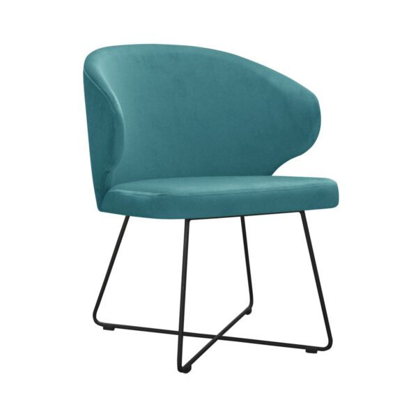 Atlanta Cross turquoise upholstered kitchen chair with black legs