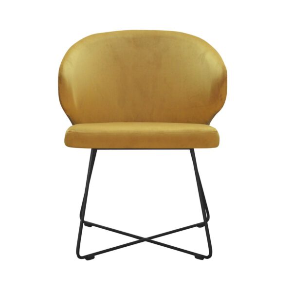 Atlanta Cross yellow upholstered kitchen chair with black legs