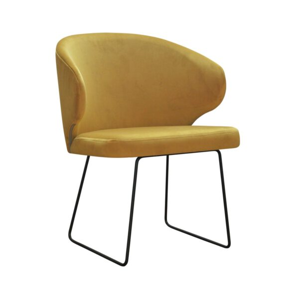 Atlanta Ski yellow upholstered kitchen chair with black legs