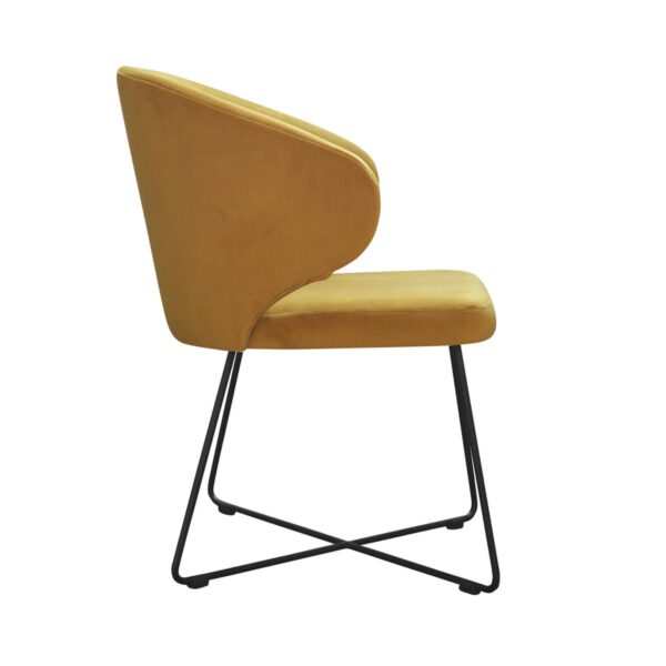 Atlanta Cross yellow upholstered kitchen chair with black legs