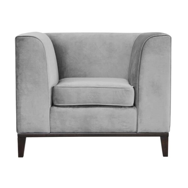 Modern gray velor armchair for living room Margo