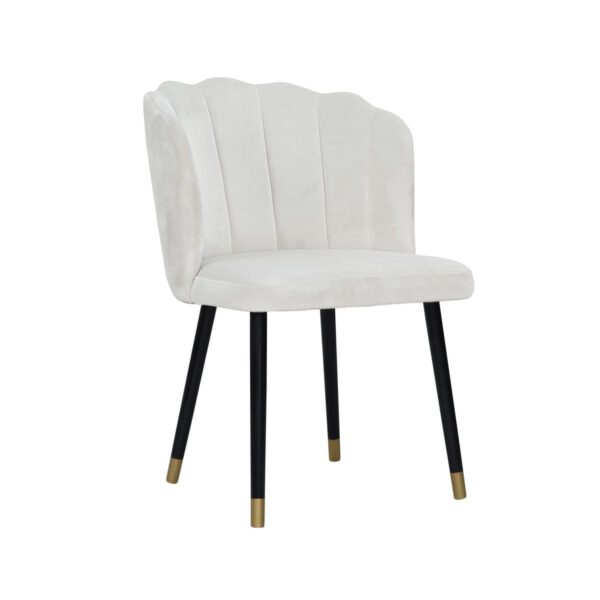 Klara beige upholstered dining chair on wooden legs