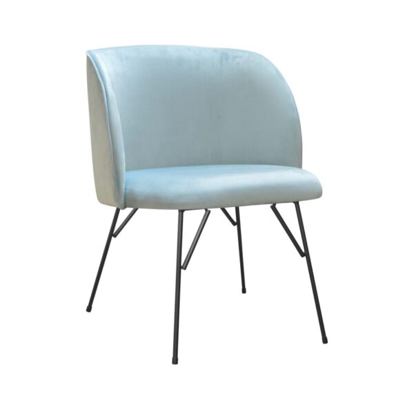 Modern blue velor armchair for the living room on metal legs Livia Spider