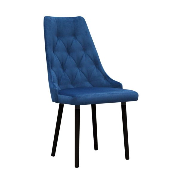 Navy blue modern dining chair on black Cotto legs