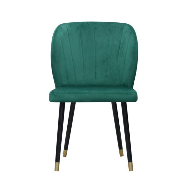 Rino green velor dining chair on wooden legs