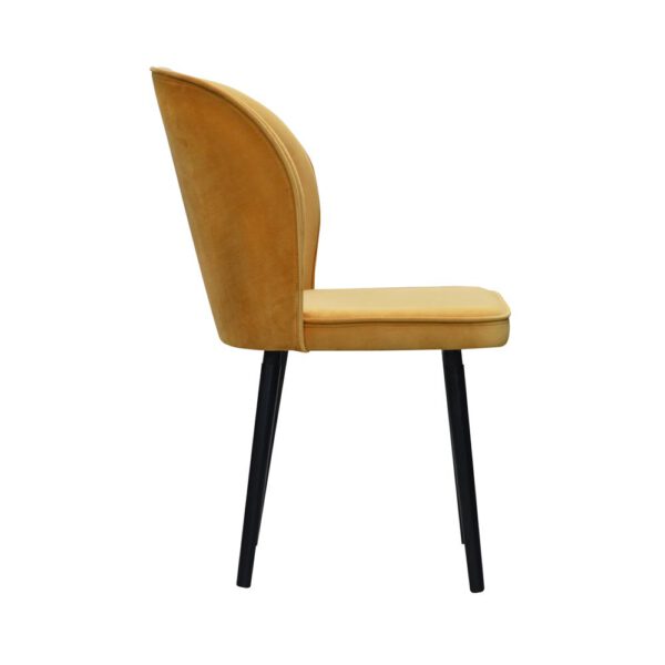 Krzesło żółte welurowe do salonu na drewnianych nogach Neve