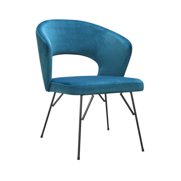 Boston Spider turquoise upholstered dining chair with black legs