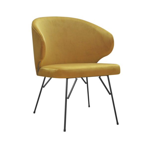 Żółte krzesło tapicerowane do jadalni na czarnych nogach Atlanta Spider