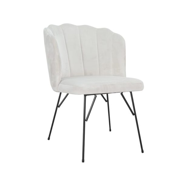 Beżowe krzesło tapicerowane do jadalni na metalowych nogach Klara Spider