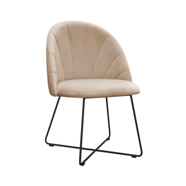Ariana Cross beige upholstered kitchen chair with black legs