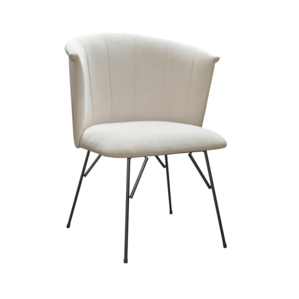 Beżowe welurowe krzesło tapicerowane do jadalni na metalowych nogach Lisa Spider