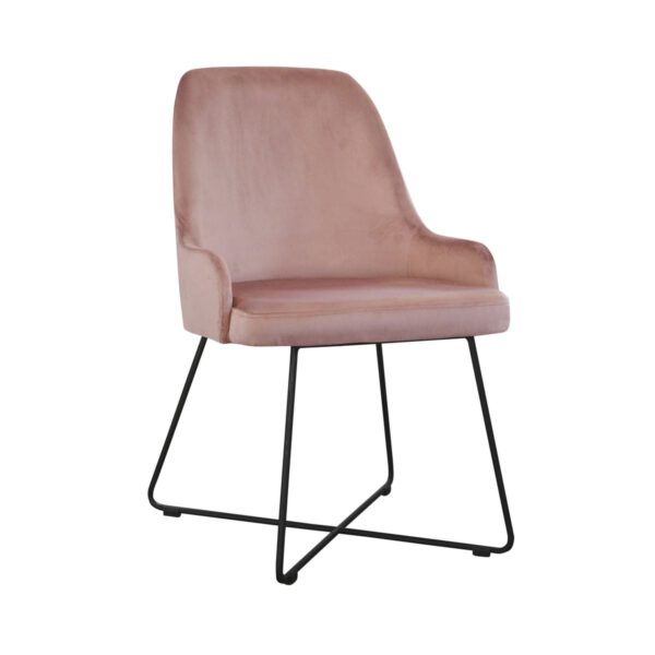 Andy cross dark pink dining chair with black legs