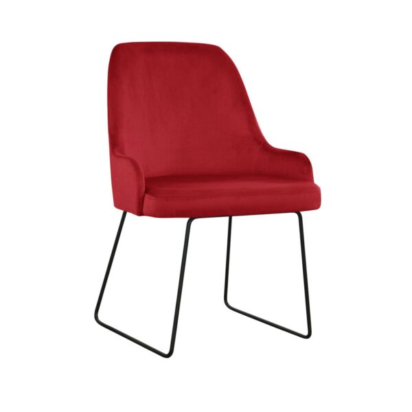 Czerwone krzesło do jadalni na czarnych nogach Andy Ski