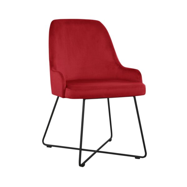 Czerwone krzesło do jadalni na czarnych nogach Andy cross