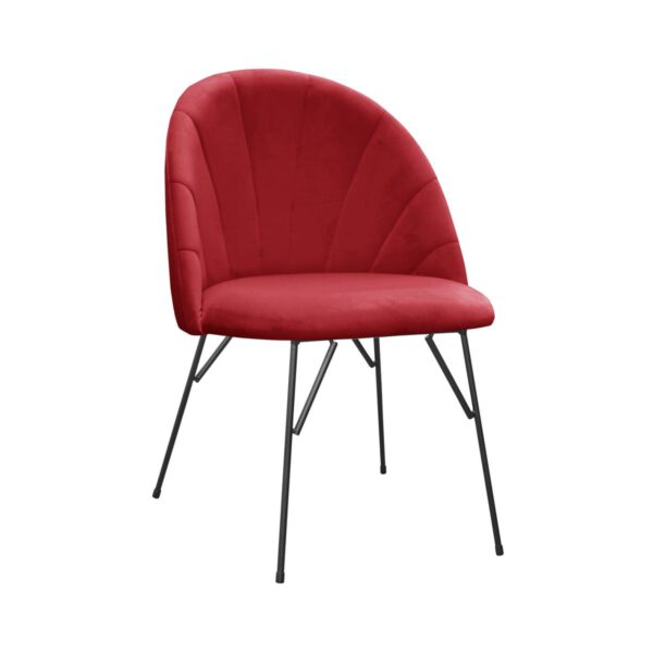 Czerwone krzesło ozdobne do jadalni na czarnych nogach Ariana Spider