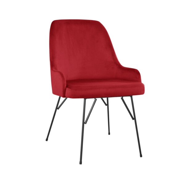 Andy Spider red upholstered dining chair with black legs