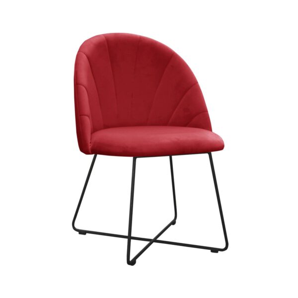Czerwone krzesło tapicerowane do kuchni na czarnych nogach Ariana Cross