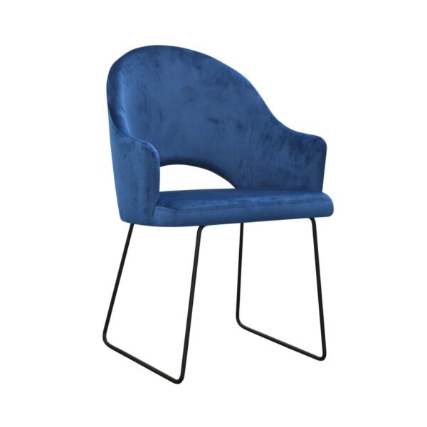 Fotel niebieski welurowy nowoczesny do salonu na metalowych nogach Barro Ski