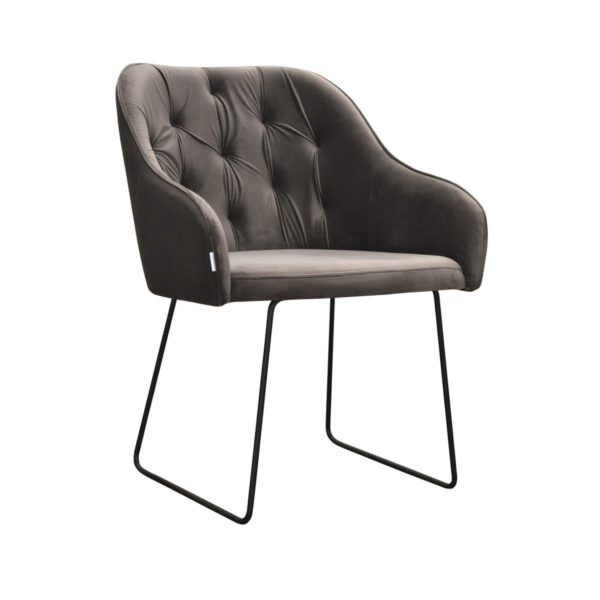 Modern gray velor armchair for the living room on metal legs Albit Ski