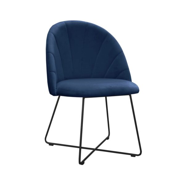 Ariana Cross navy blue upholstered kitchen chair with black legs