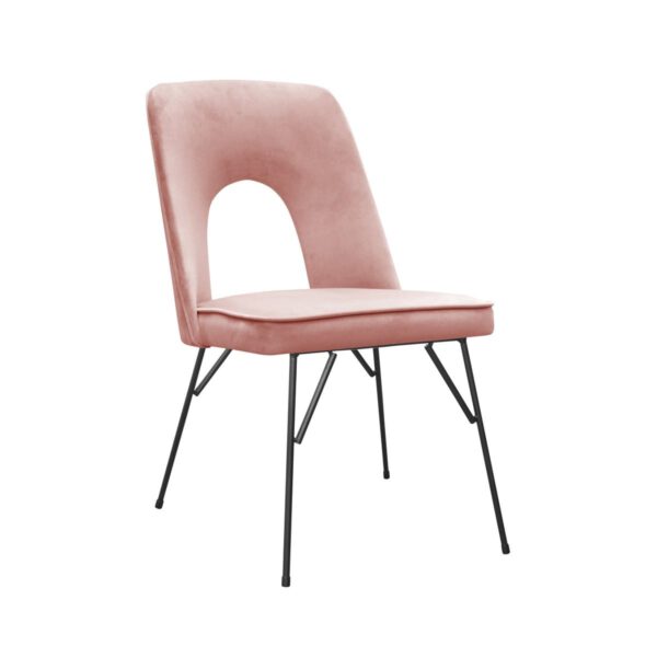 Light pink upholstered dining chair Augusto Spider with black legs