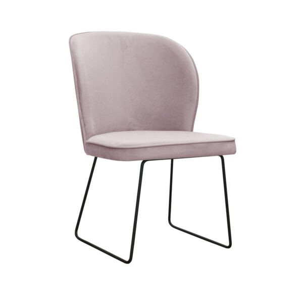 Neve Ski upholstered dark pink velor dining chair with metal legs
