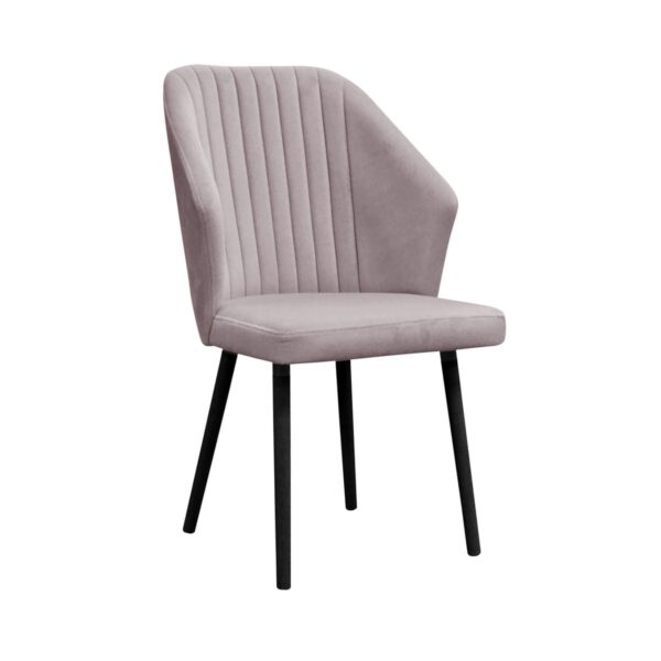Dark pink velor upholstered dining chair on Palermo wooden legs