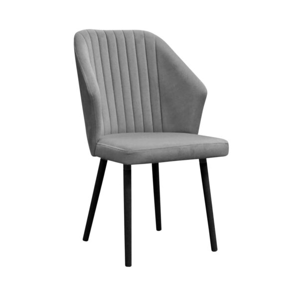 Palermo gray upholstered dining chair with wooden legs