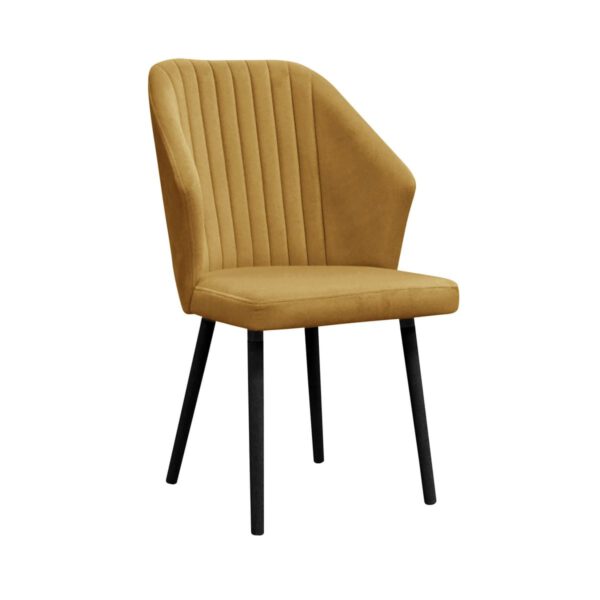 Palermo yellow upholstered dining chair with wooden legs