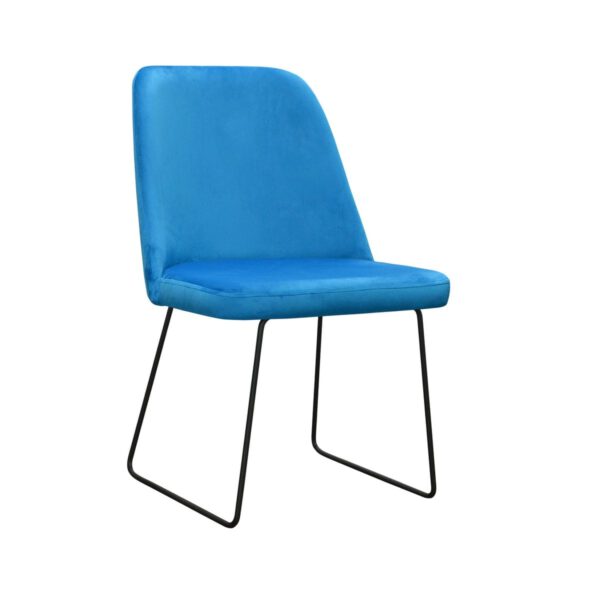 Niebieskie krzesło do jadalni na czarnych nogach Jennifer Ski