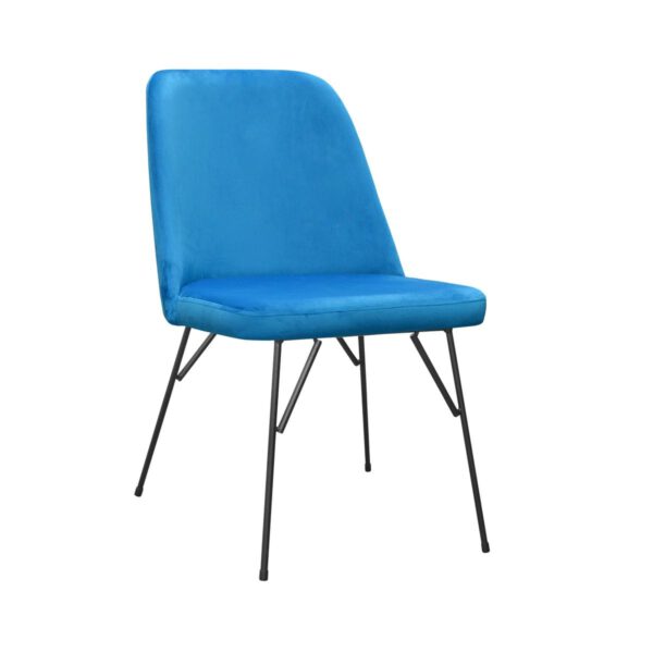 Niebieskie krzesło do jadalni na czarnych nogach Jennifer Spider